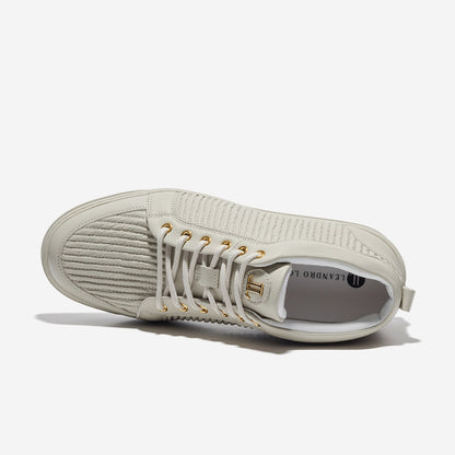 Mid Top - Ezio - Beige Leather Stripe