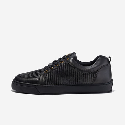 Low Top - Ezio - Black Leather Stripe