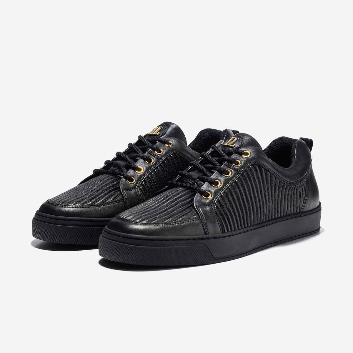 Low Top - Ezio - Black Leather Stripe